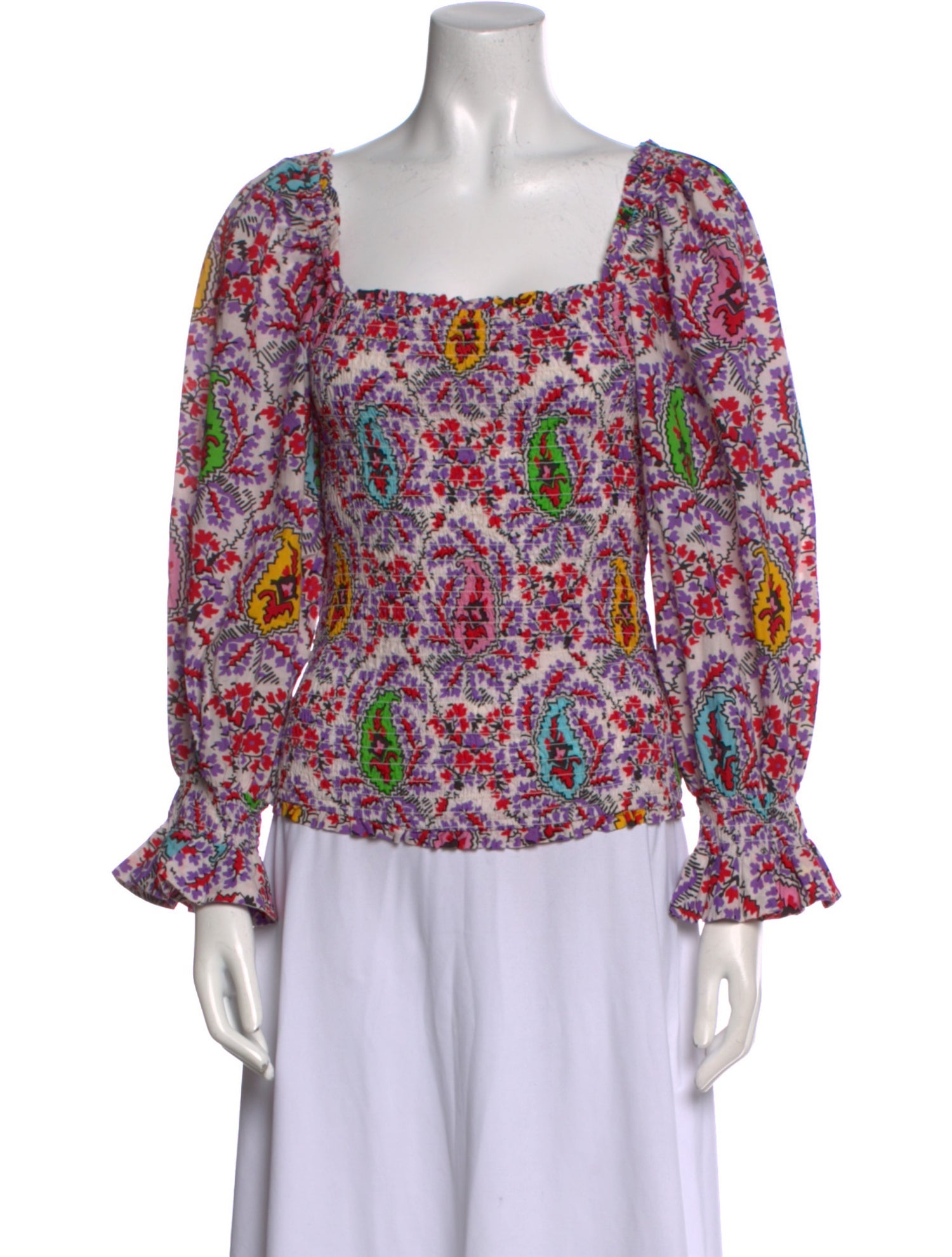 RHODE Floral Print Square Neckline Blouse