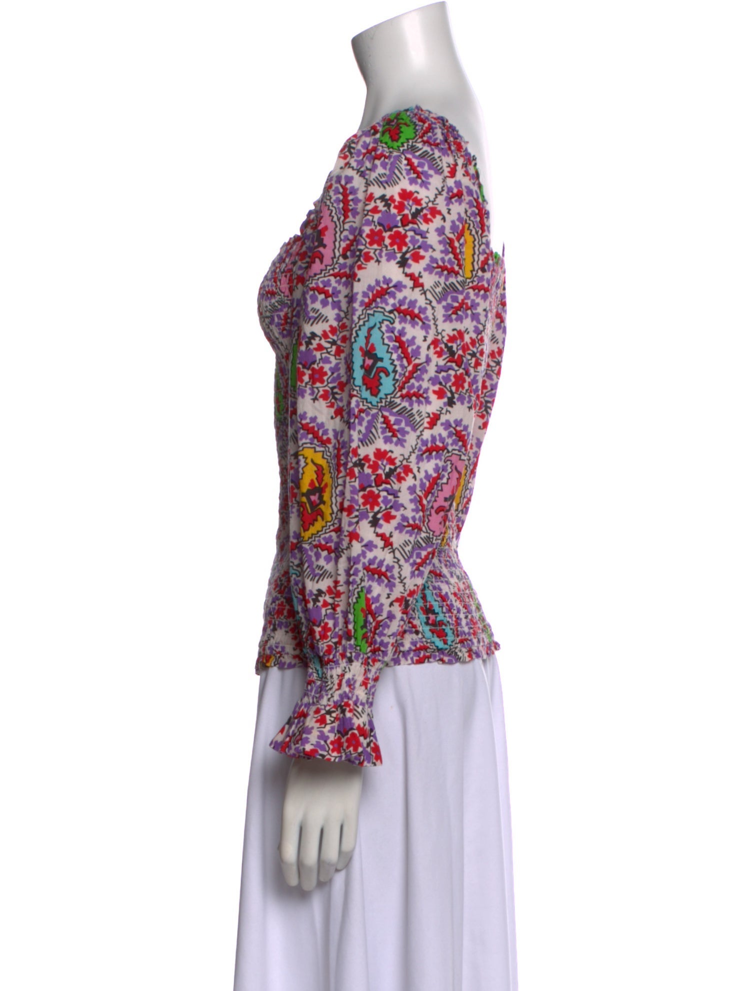 RHODE Floral Print Square Neckline Blouse