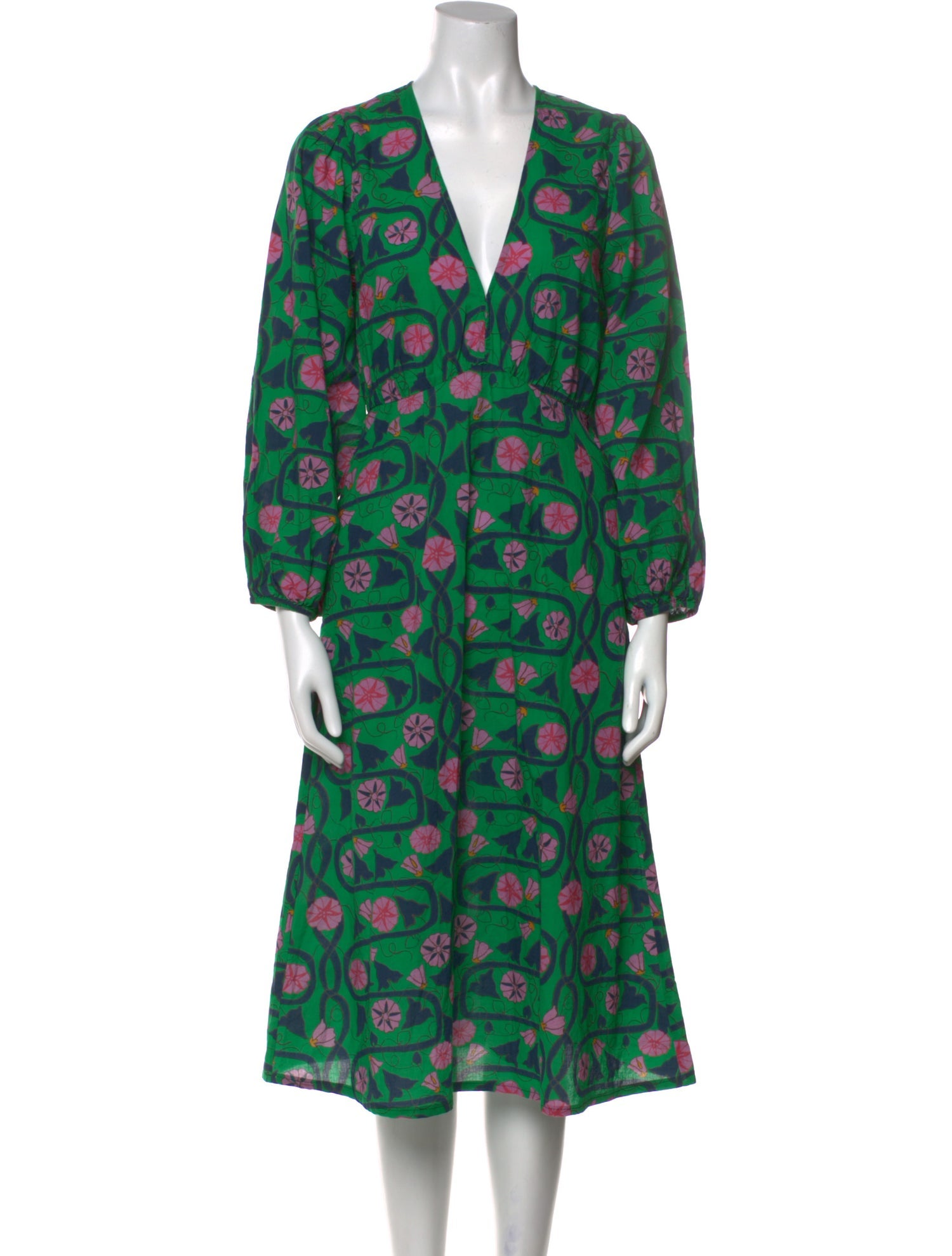 RHODE Floral Print Midi Length Dress