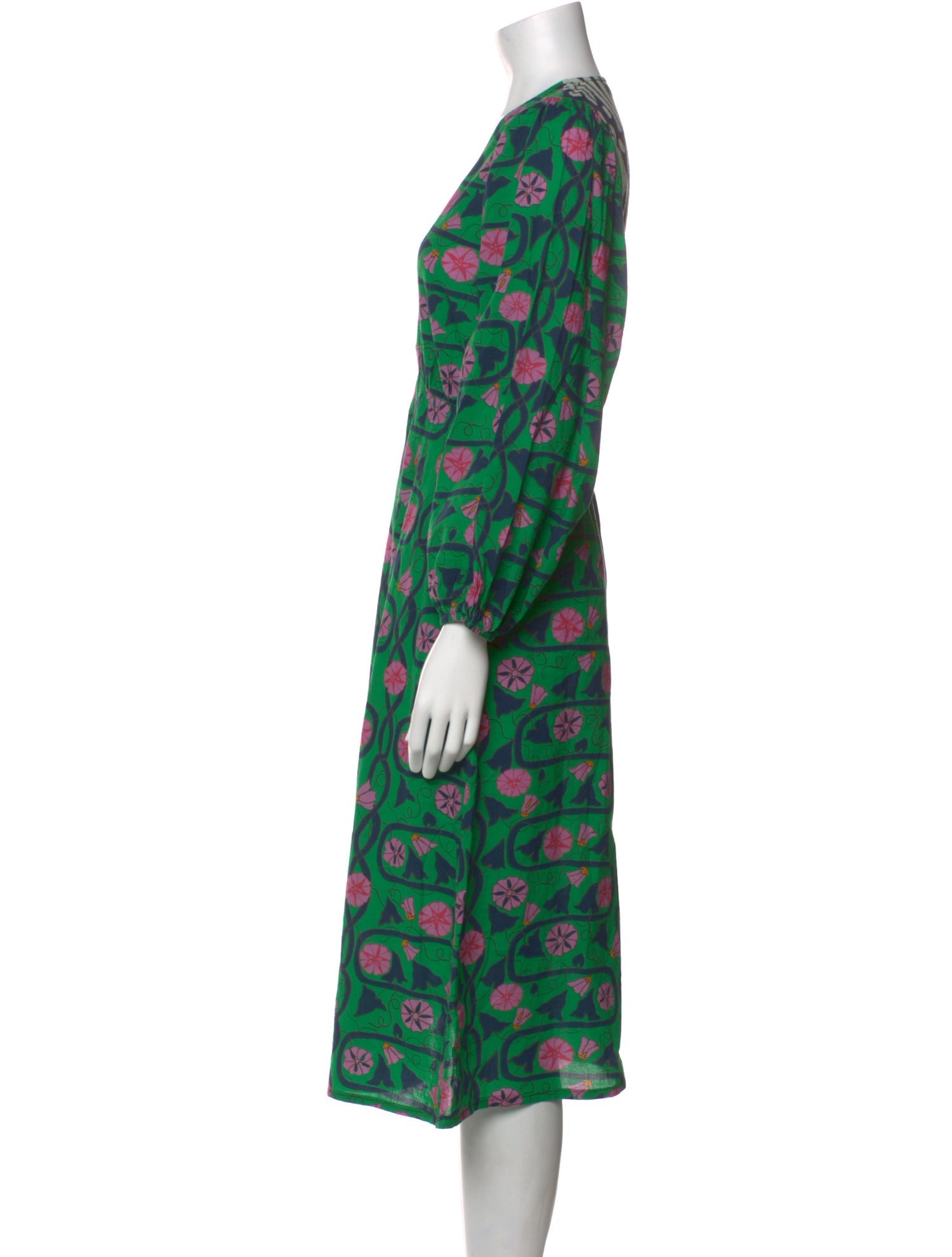 RHODE Floral Print Midi Length Dress