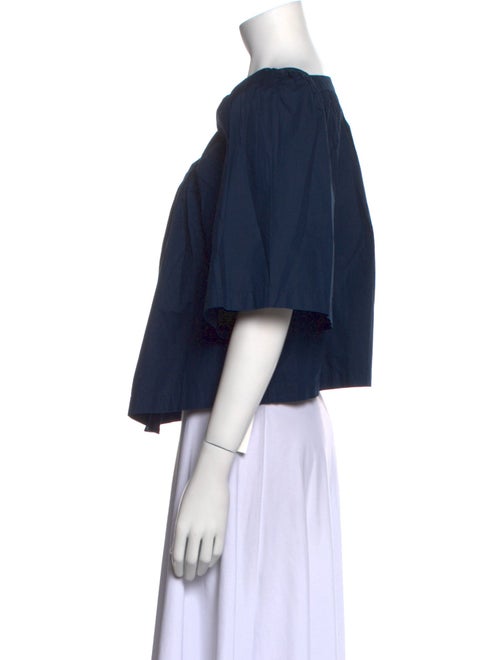 RHODE Square Neckline Three-Quarter Sleeve Button-Up Top