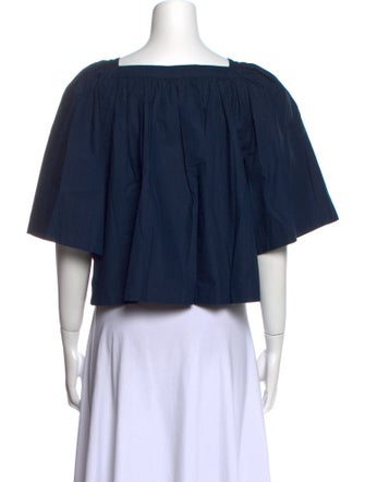 RHODE Square Neckline Three-Quarter Sleeve Button-Up Top