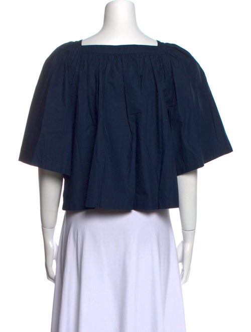 RHODE Square Neckline Three-Quarter Sleeve Button-Up Top