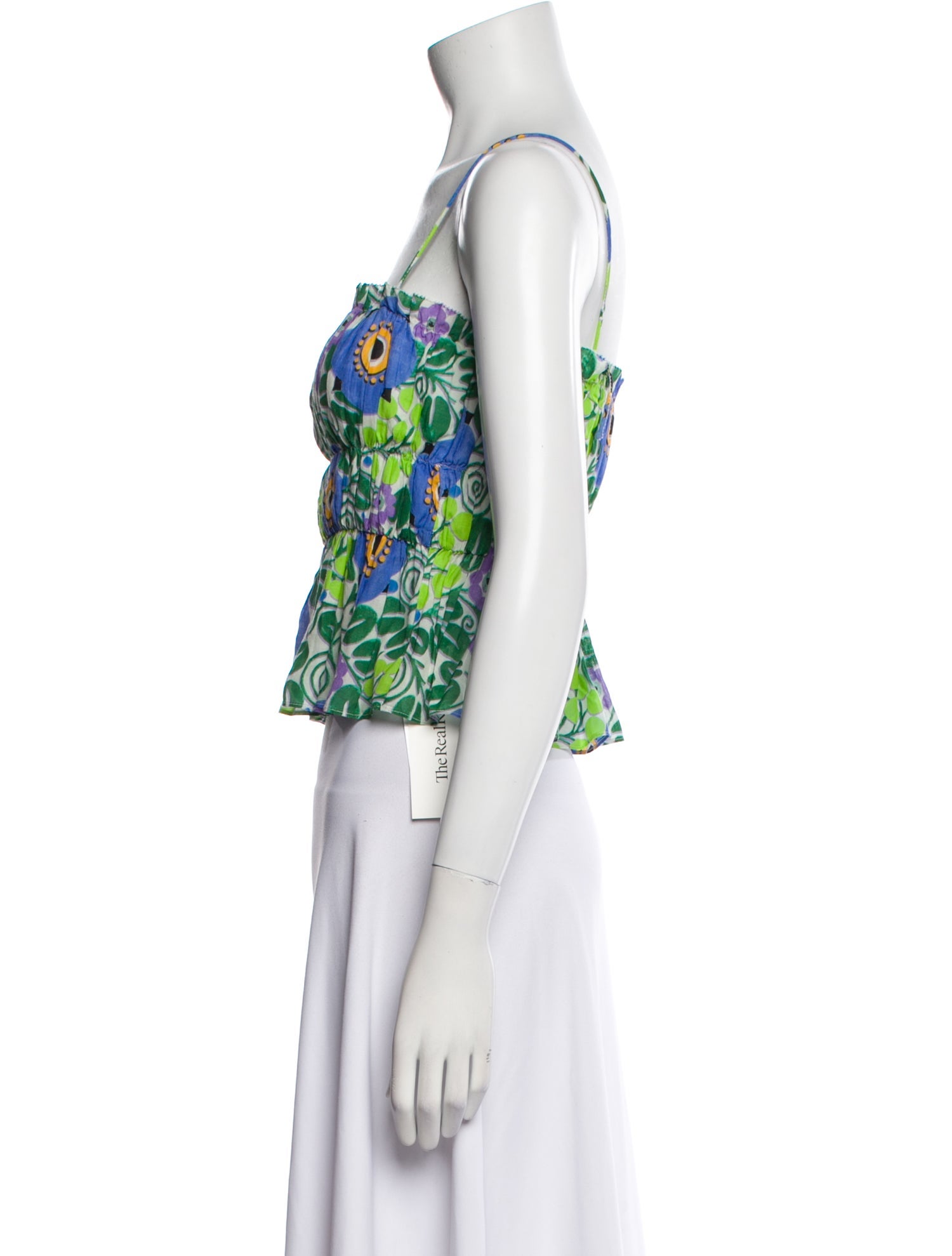 RHODE Floral Print Square Neckline Crop Top