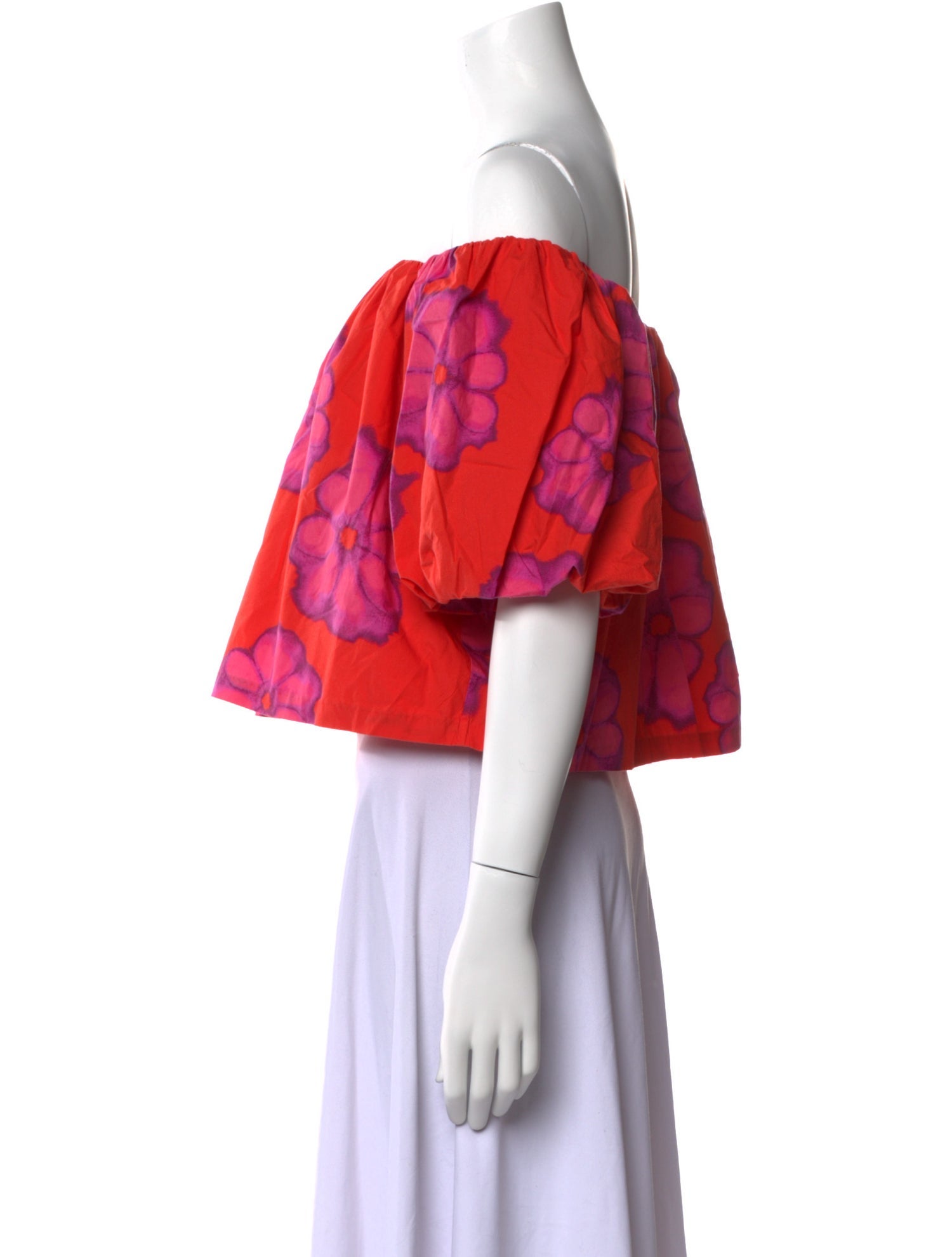 RHODE Floral Print Off-The-Shoulder Crop Top