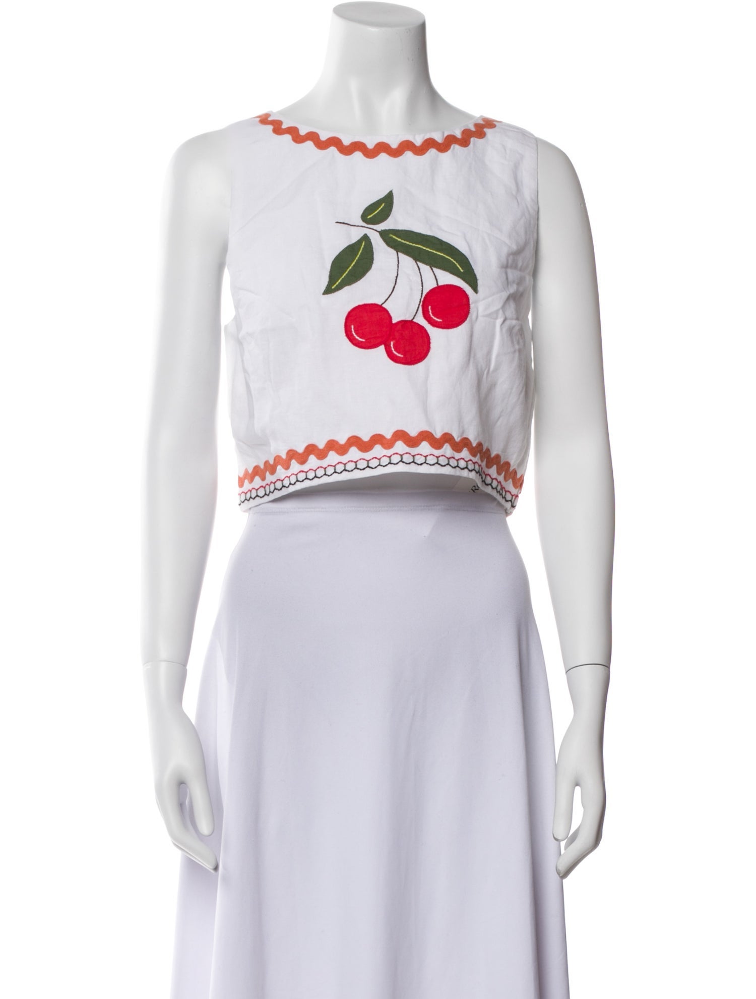 RHODE Graphic Print Bateau Neckline Crop Top