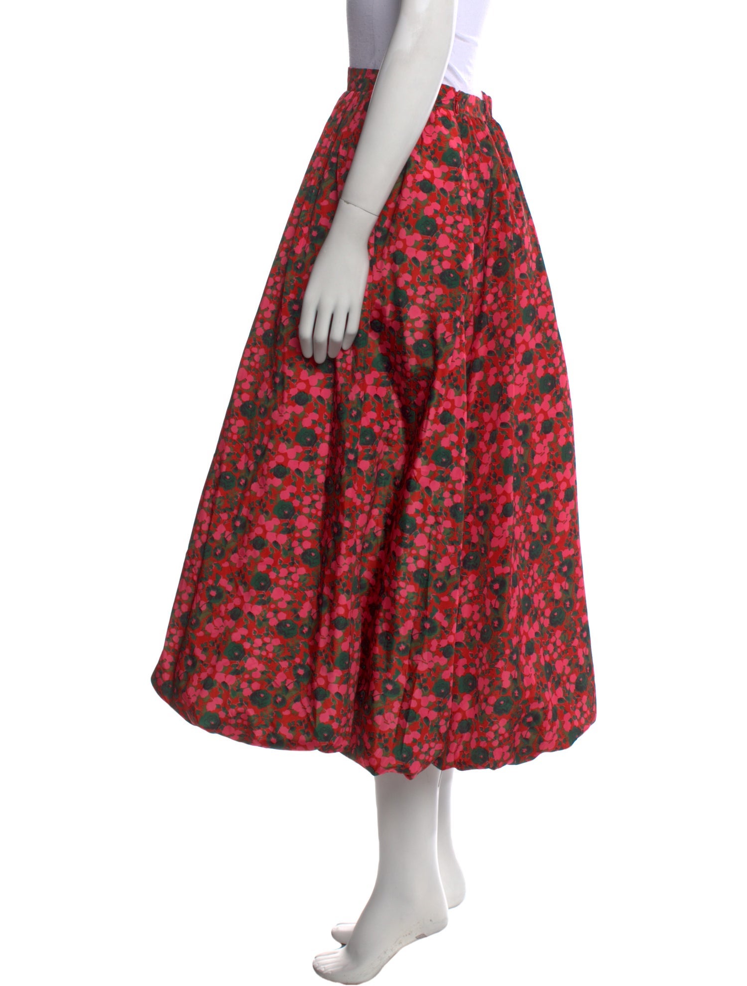 RHODE Floral Print Midi Length Skirt