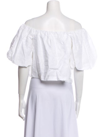 RHODE Linen Off-The-Shoulder Crop Top