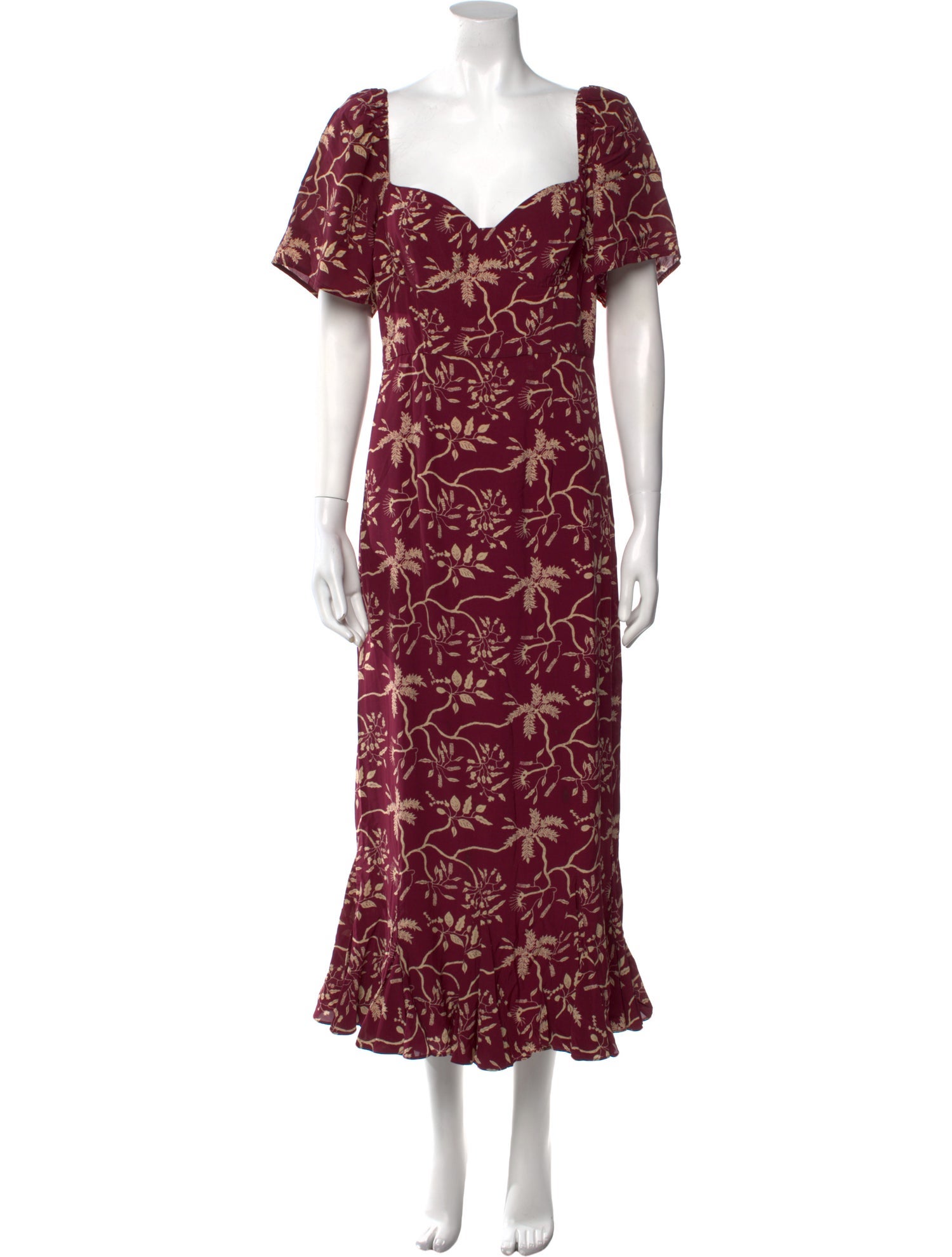 RHODE Floral Print Midi Length Dress