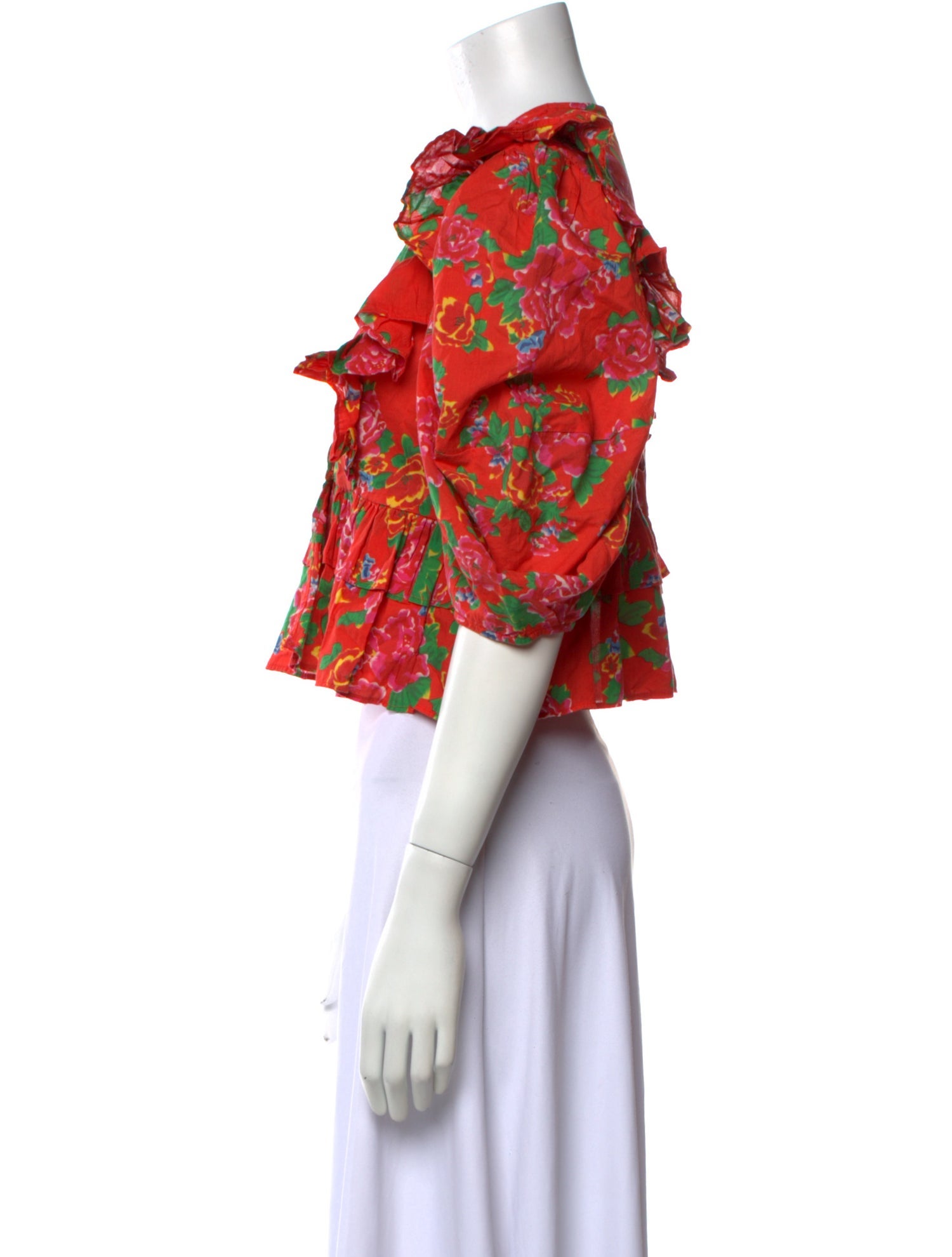 RHODE Floral Print V-Neck Crop Top