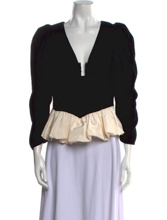 RHODE V-Neck Three-Quarter Sleeve Crop Top