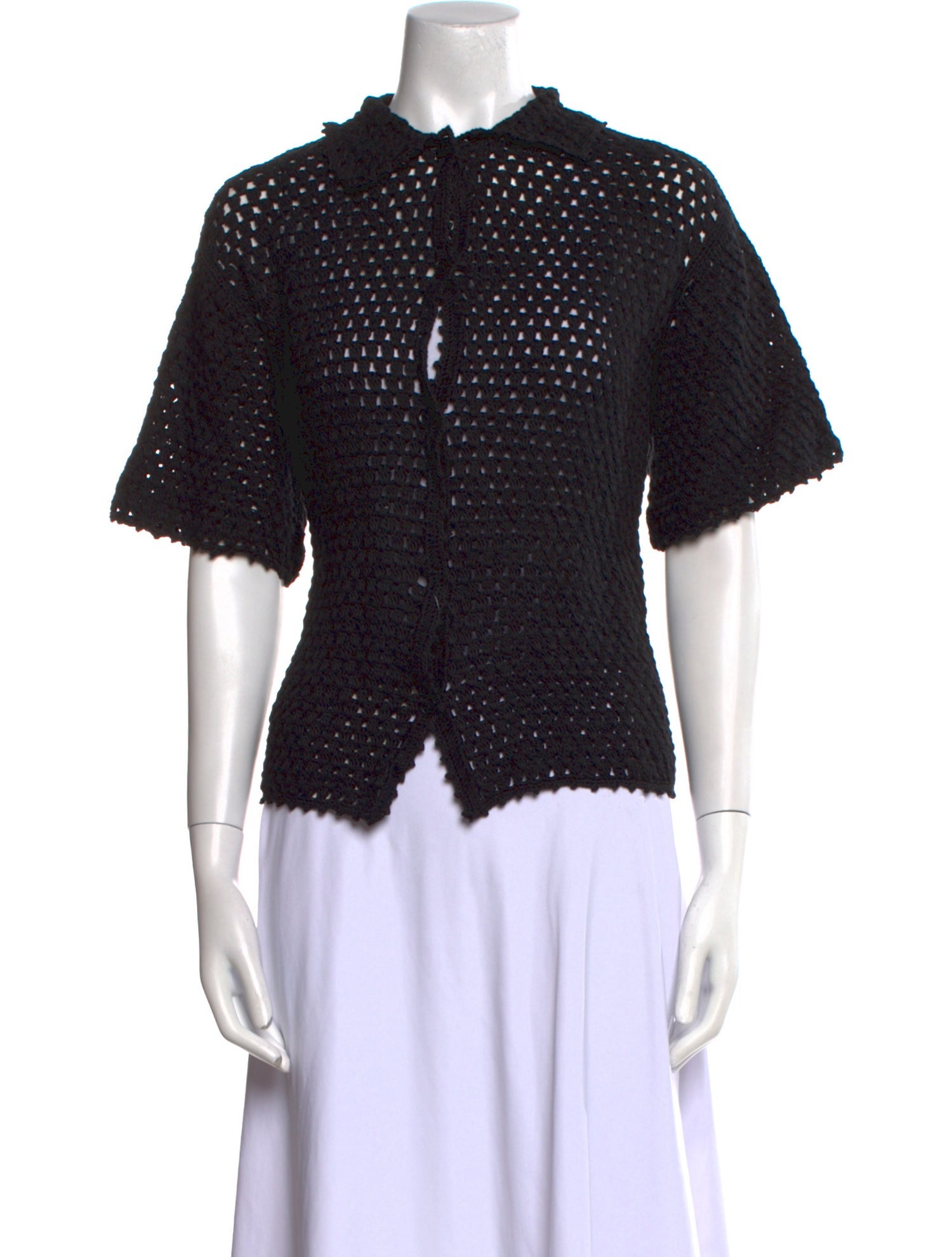 RHODE Mock Neck Short Sleeve Button-Up Top