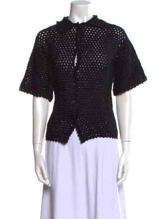 RHODE Mock Neck Short Sleeve Button-Up Top