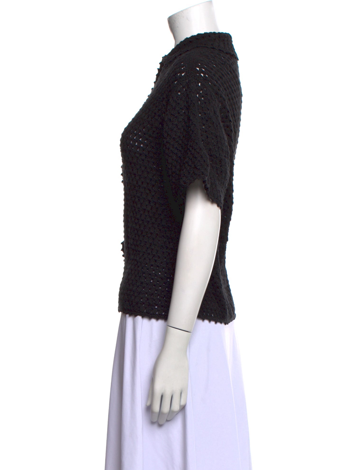 RHODE Mock Neck Short Sleeve Button-Up Top