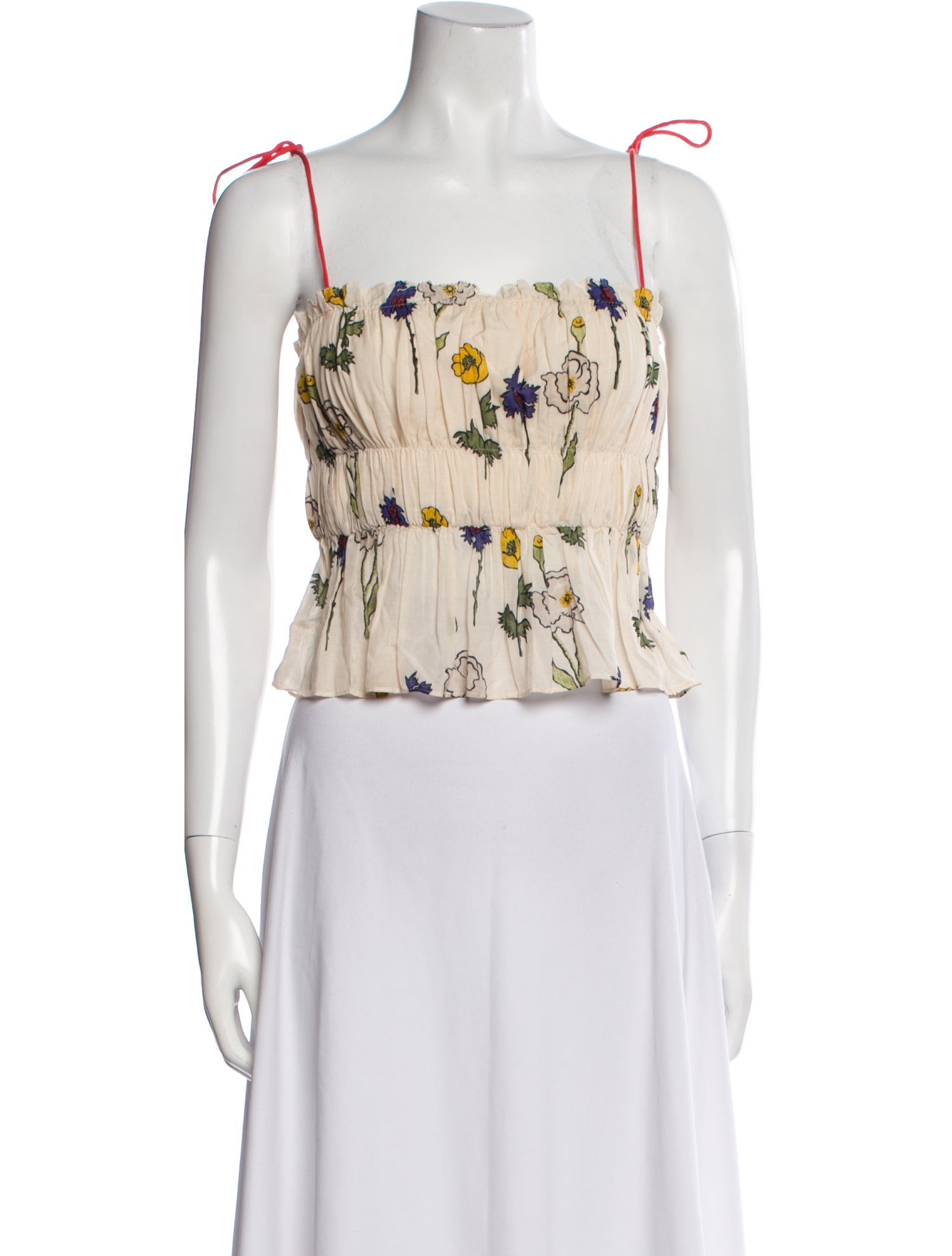 RHODE Floral Print Square Neckline Crop Top