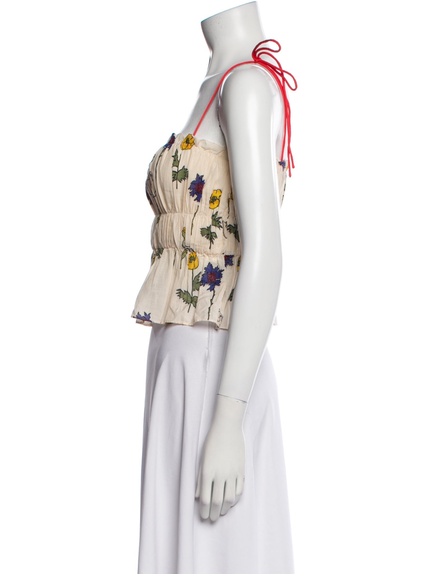 RHODE Floral Print Square Neckline Crop Top