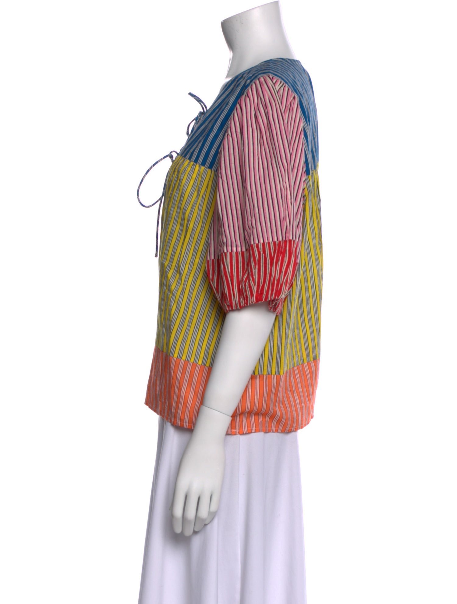 RHODE Striped Tie Neck Blouse