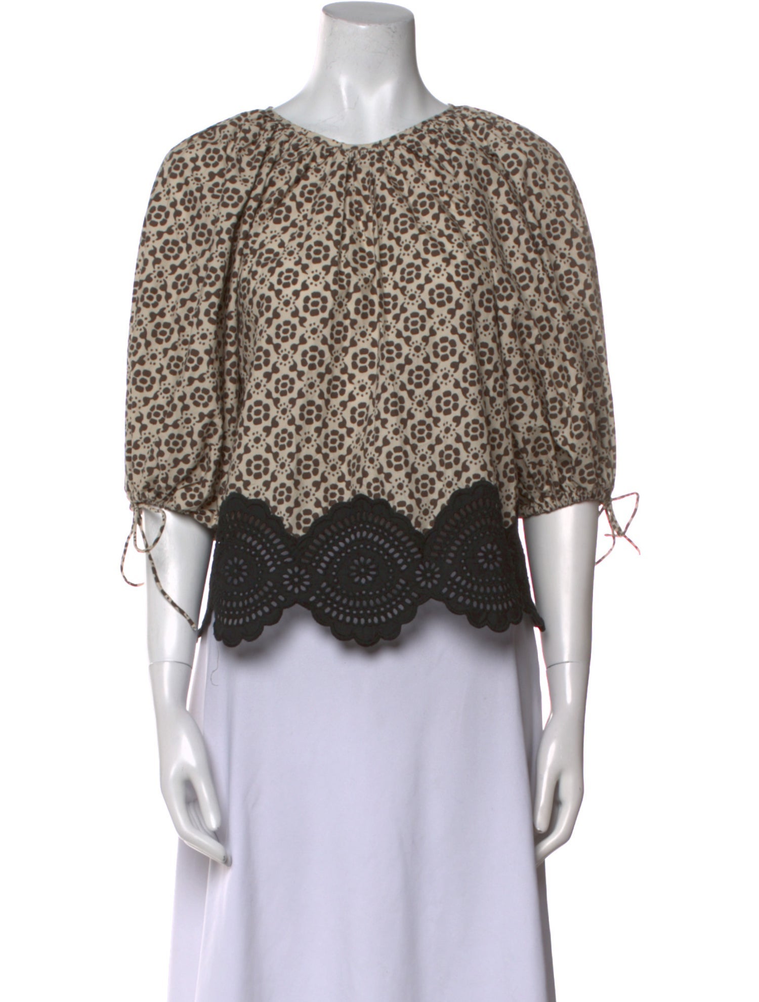 RHODE Printed Bateau Neckline Crop Top