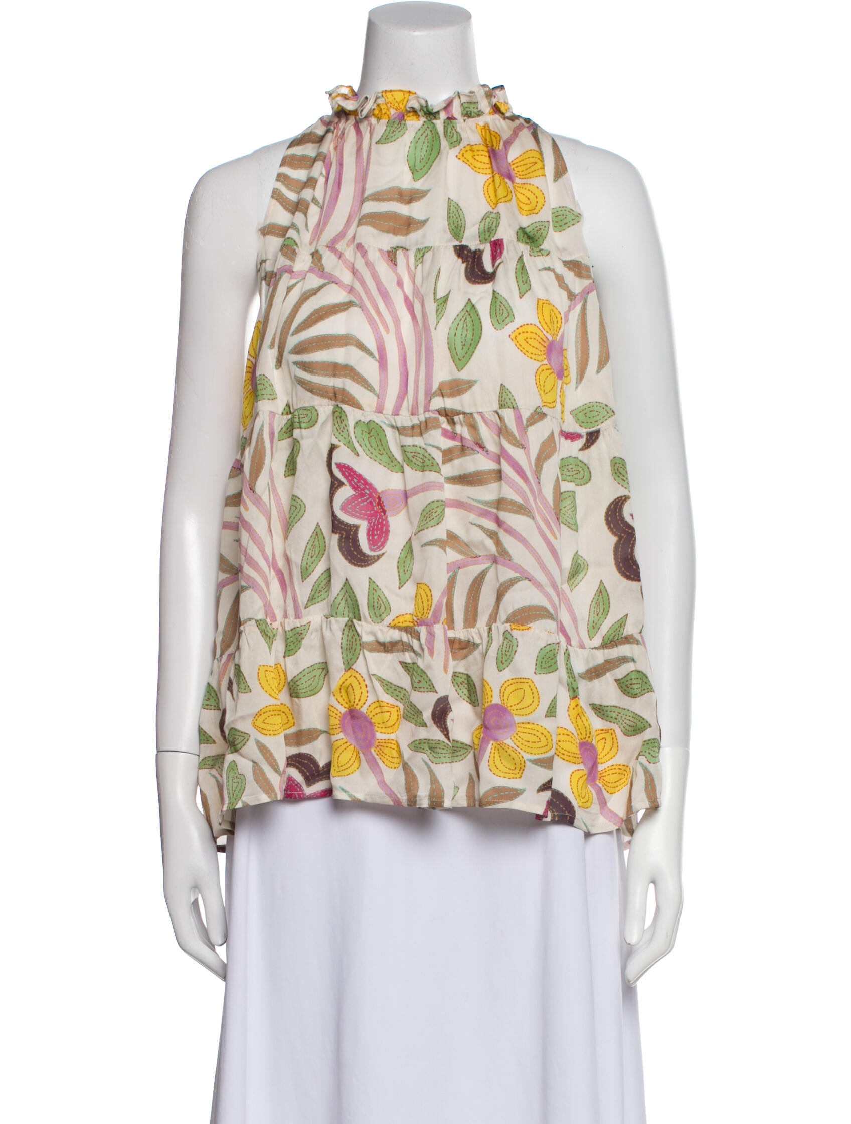 RHODE Printed Mock Neck Blouse