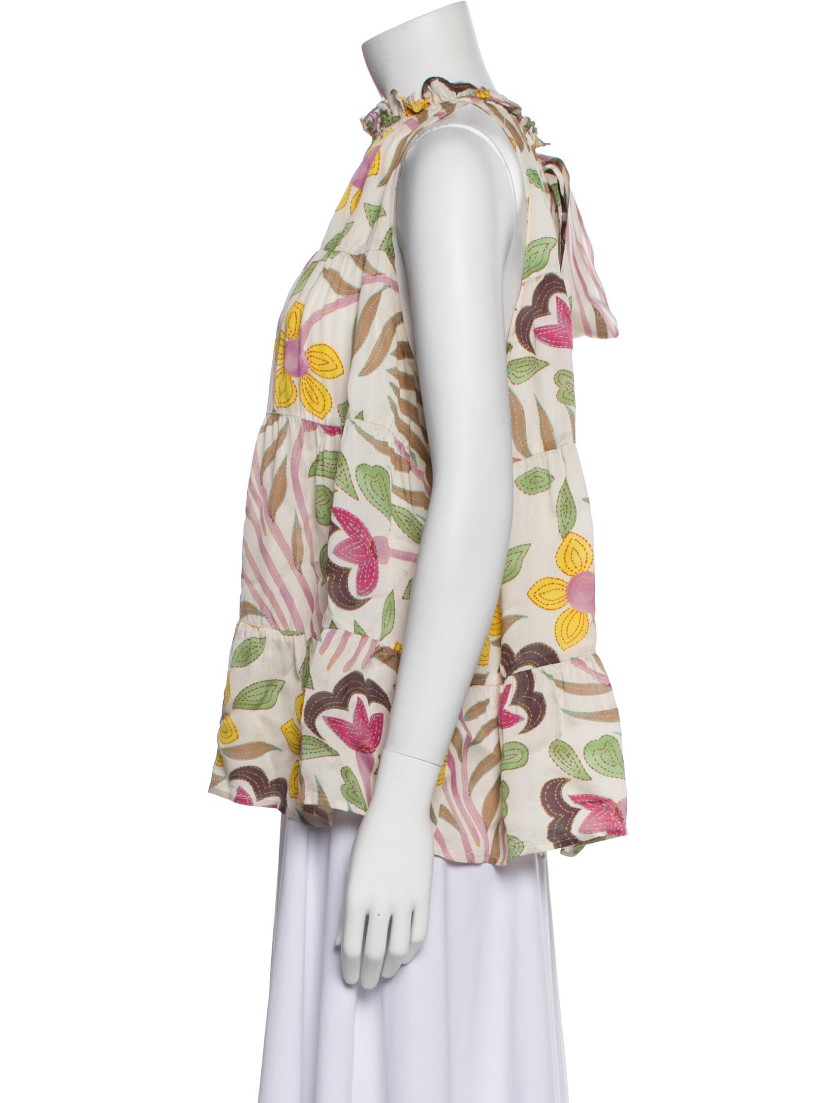 RHODE Printed Mock Neck Blouse