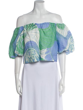 RHODE Linen Printed Crop Top