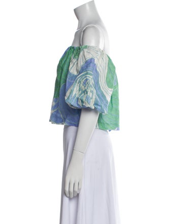 RHODE Linen Printed Crop Top