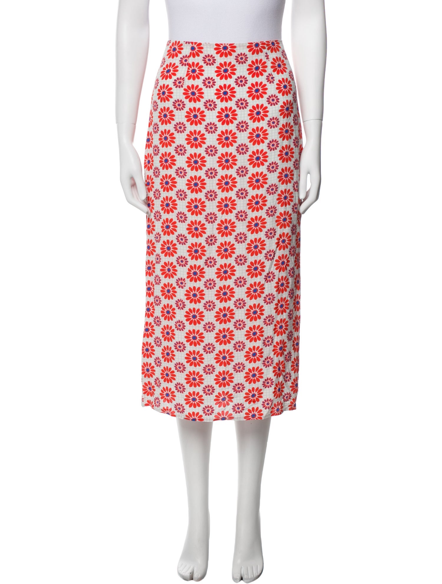 RHODE Floral Print Midi Length Skirt