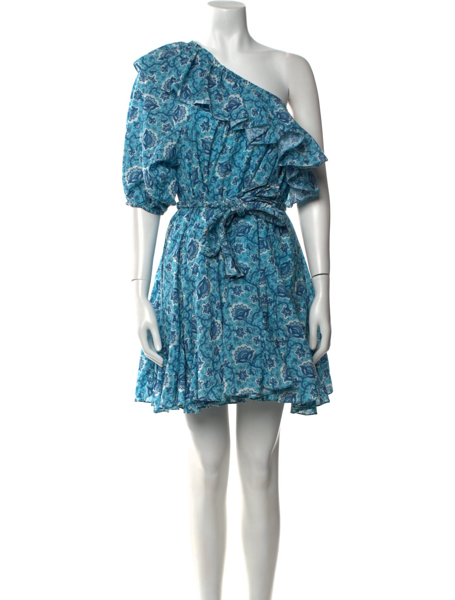 RHODE Floral Print Mini Dress - Blue Dresses, Clothing - WRHOS40633 ...