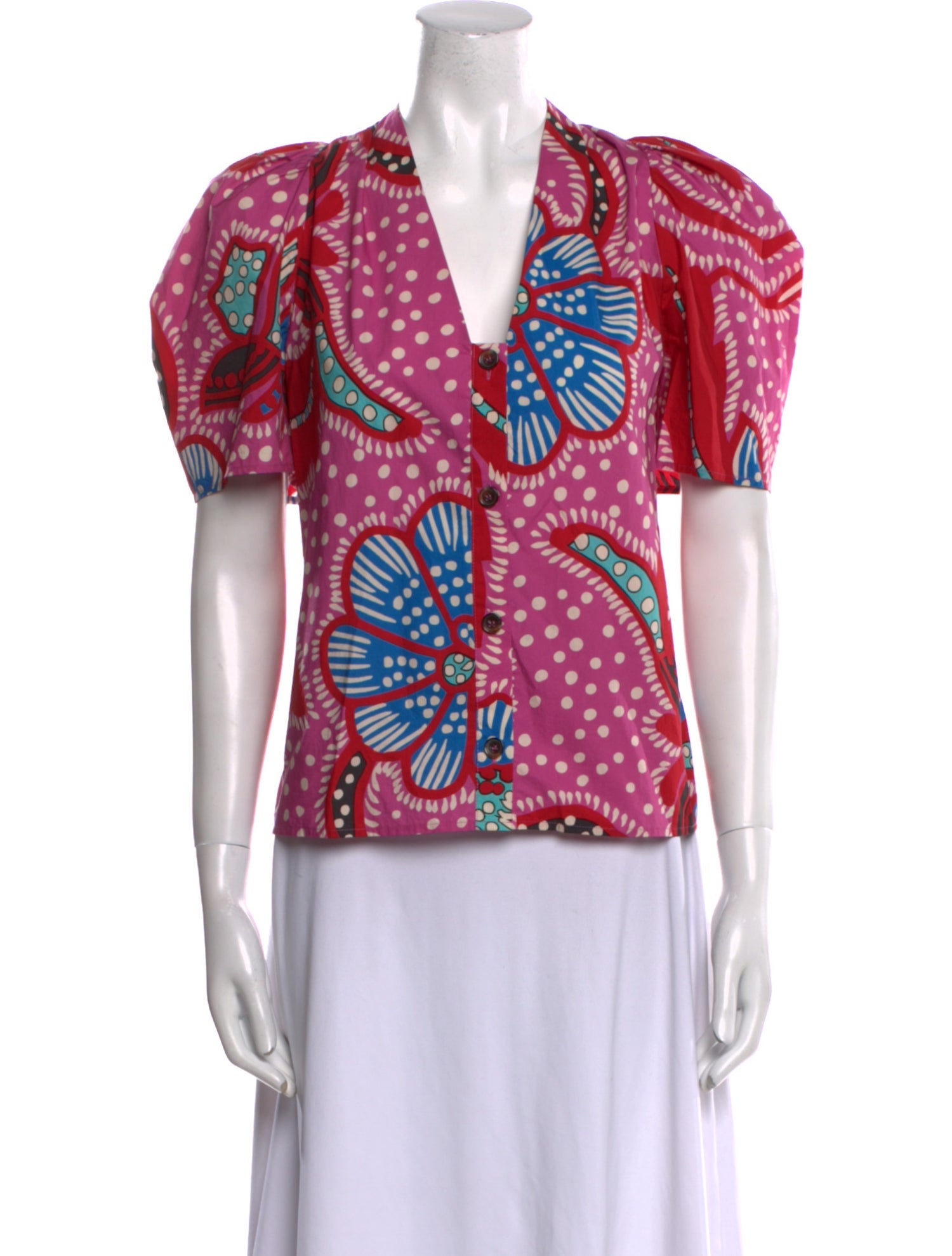 RHODE Printed V-Neck Blouse