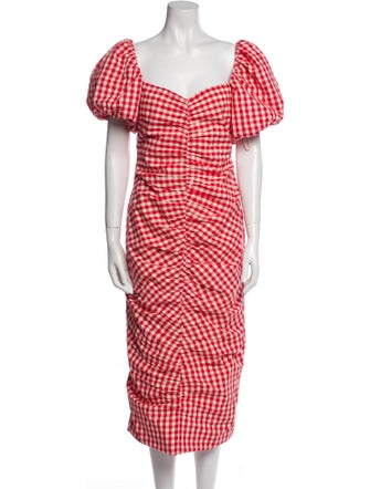 RHODE Plaid Print Midi Length Dress