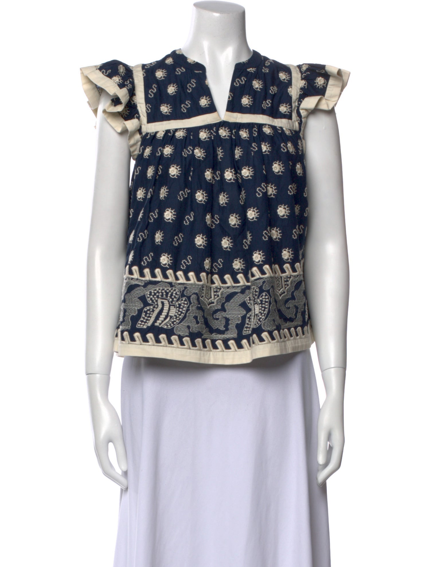 RHODE Printed V-Neck Blouse