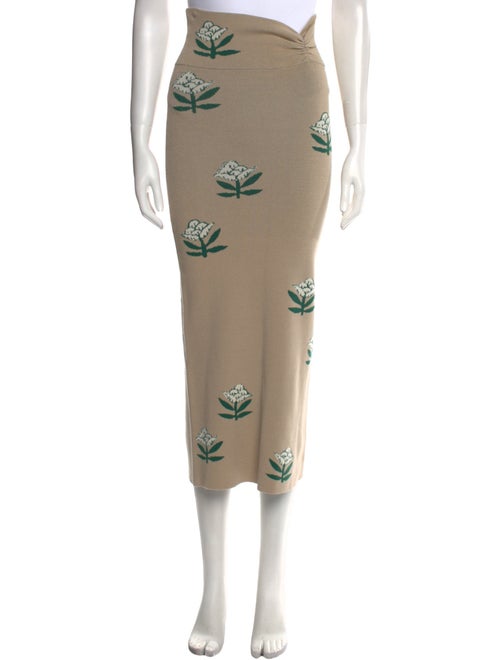 RHODE Floral Print Midi Length Skirt