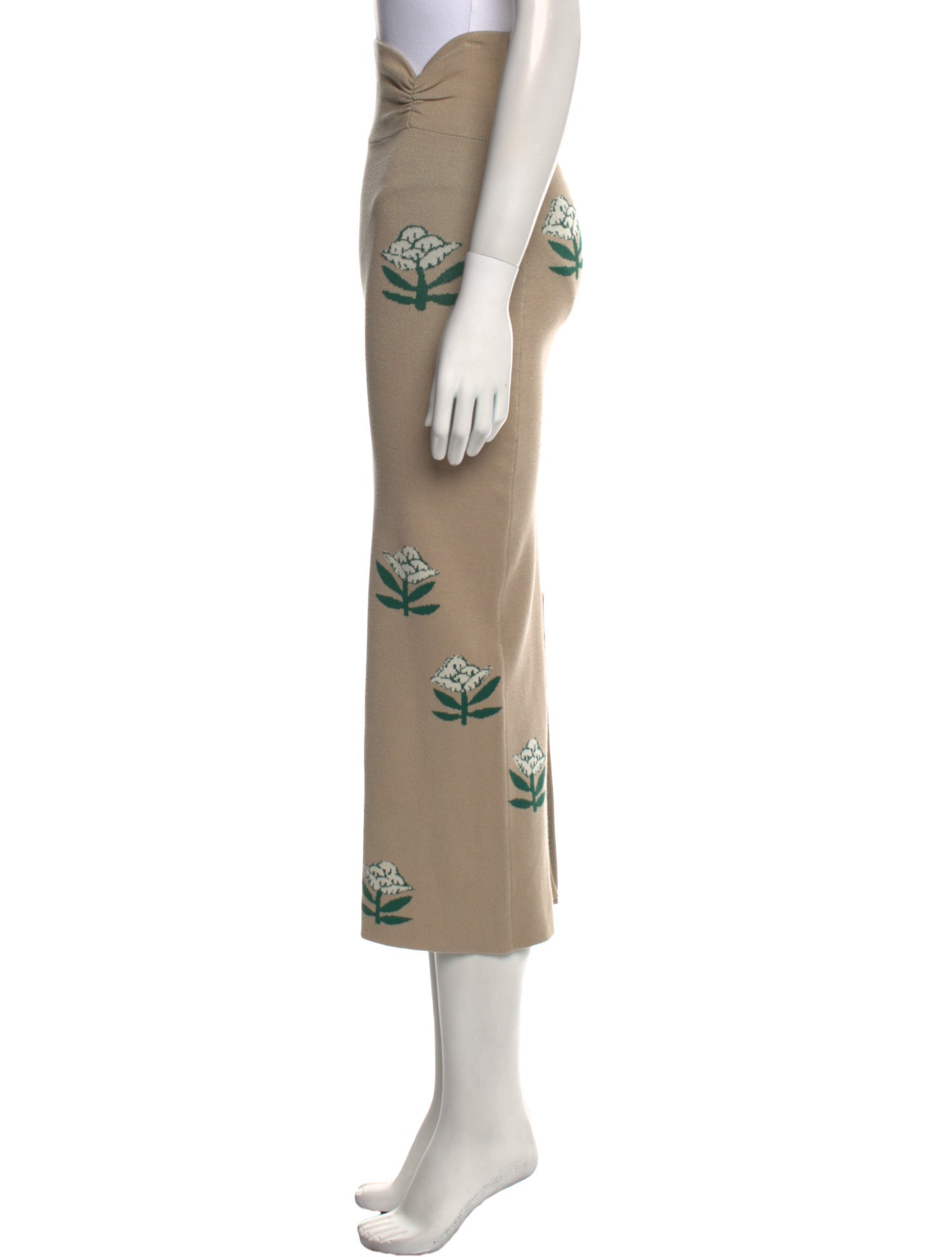 RHODE Floral Print Midi Length Skirt