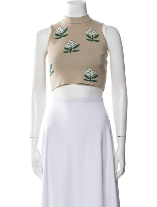 RHODE Floral Print Mock Neck Crop Top