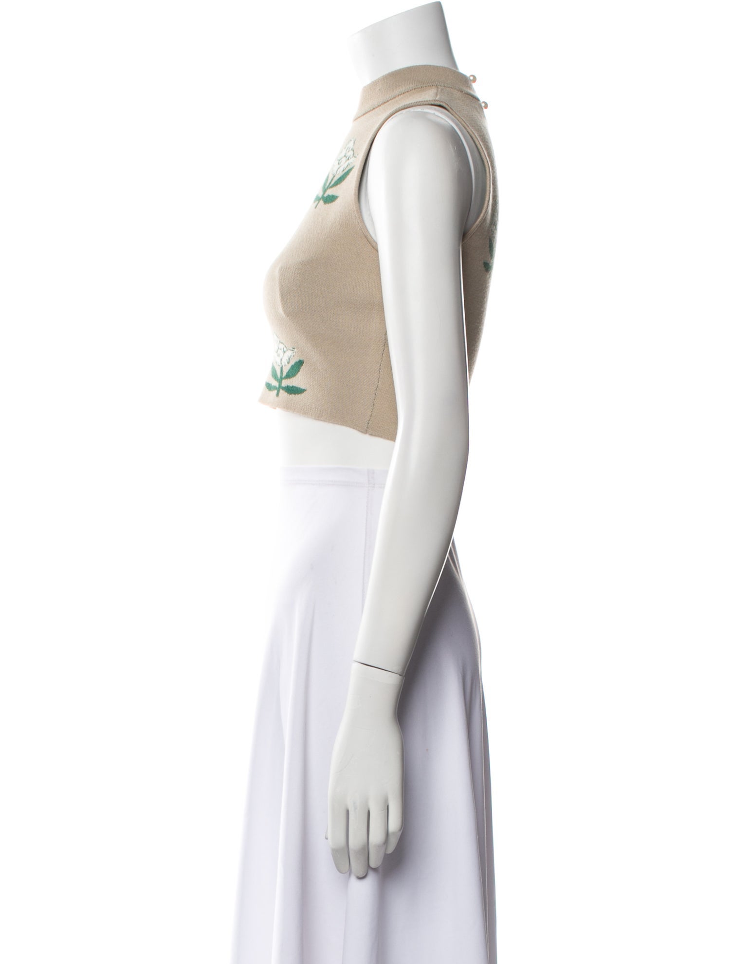 RHODE Floral Print Mock Neck Crop Top