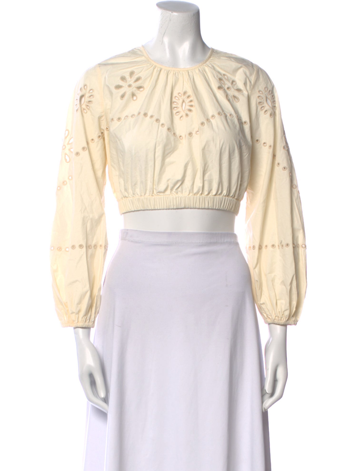 RHODE Crew Neck Long Sleeve Crop Top