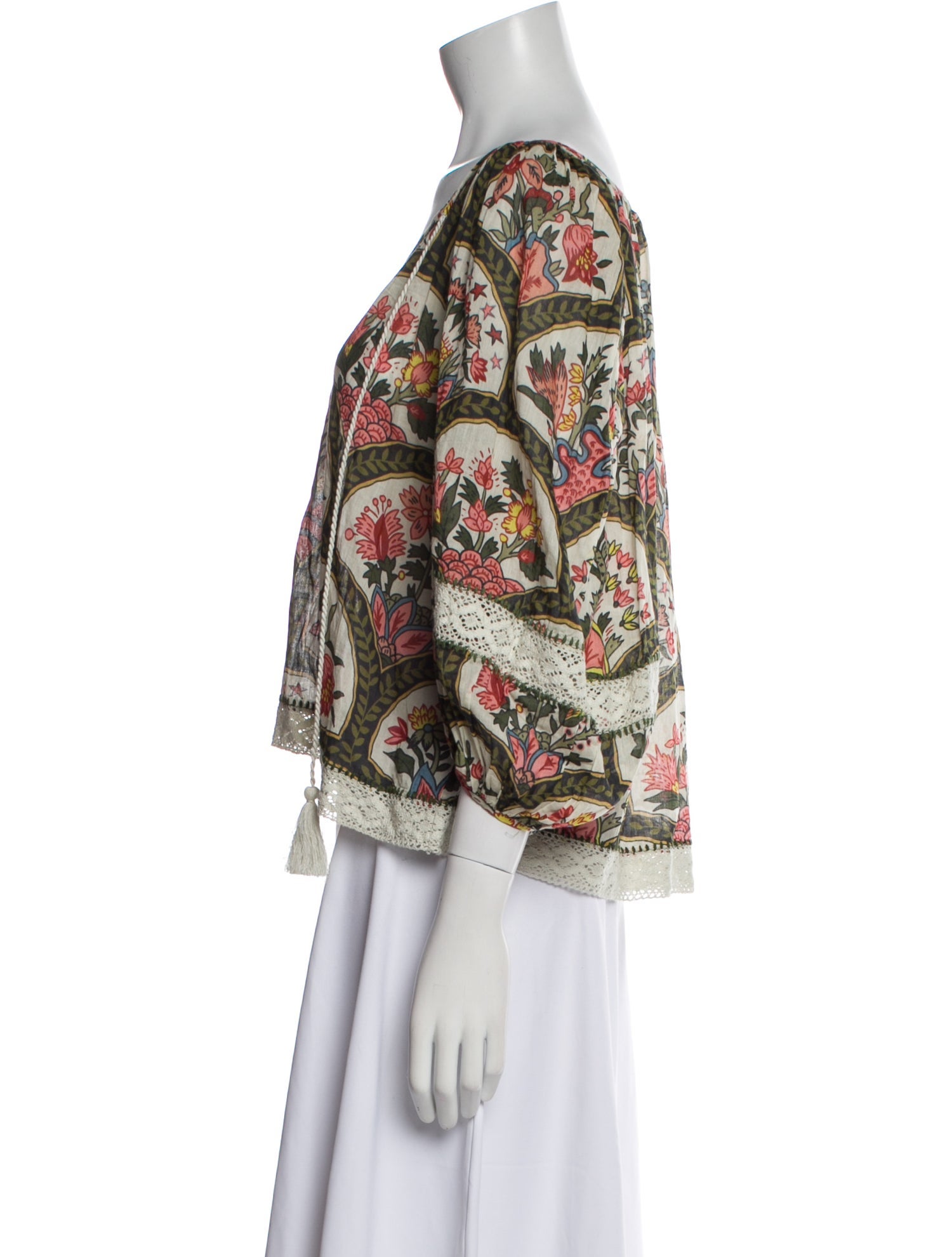 RHODE Floral Print V-Neck Blouse