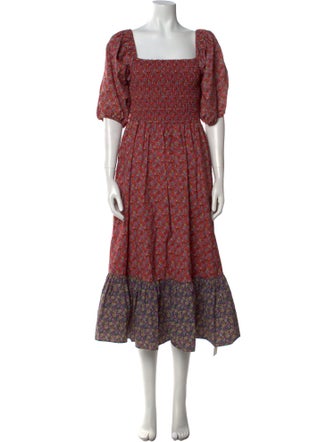 RHODE Floral Print Midi Length Dress