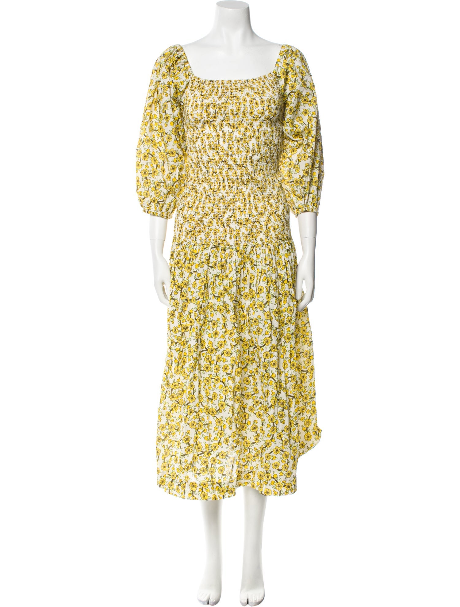 RHODE Floral Print Midi Length Dress