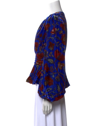 RHODE Floral Print Scoop Neck Blouse