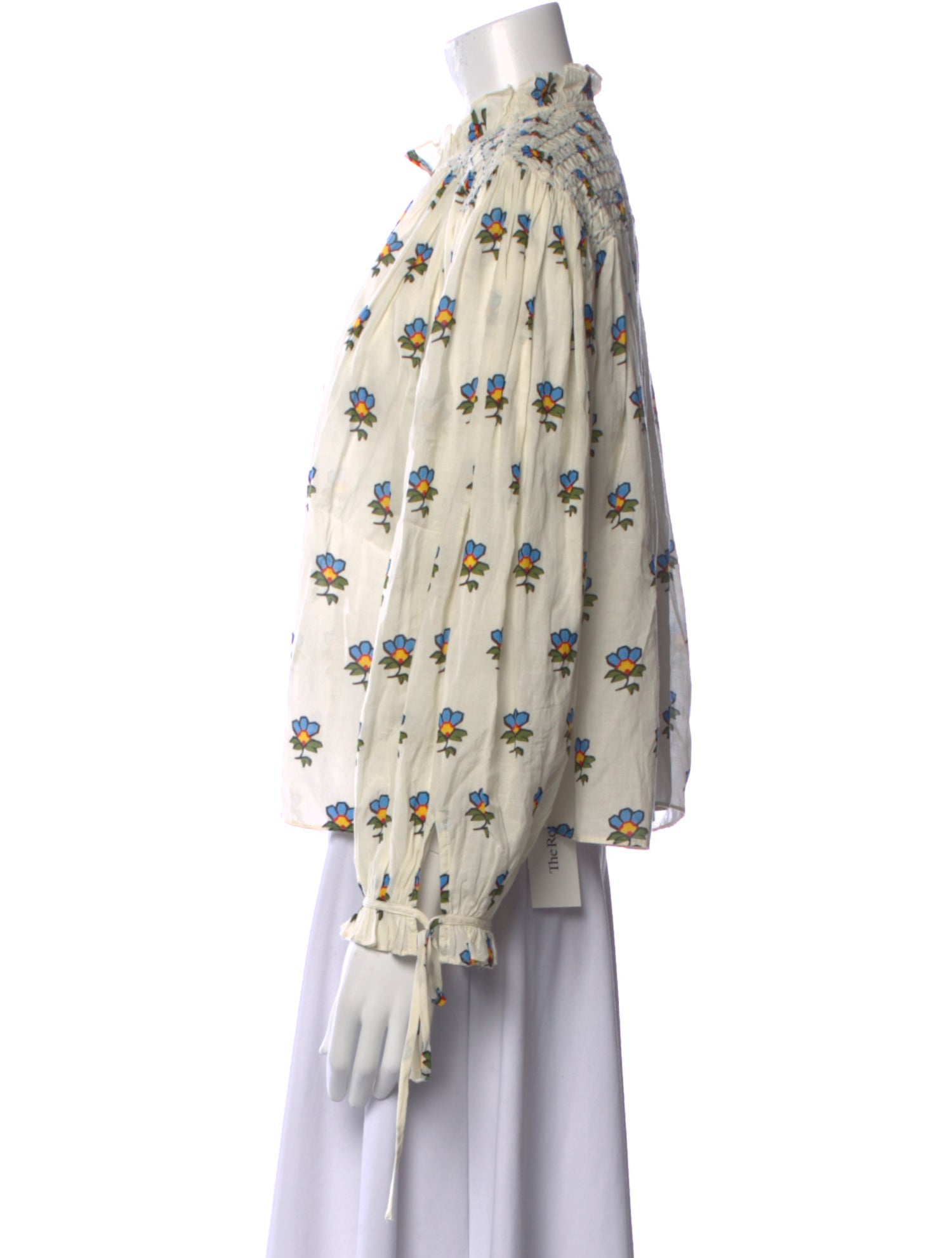 RHODE Floral Print Mock Neck Blouse