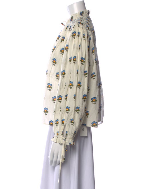 RHODE Floral Print Mock Neck Blouse