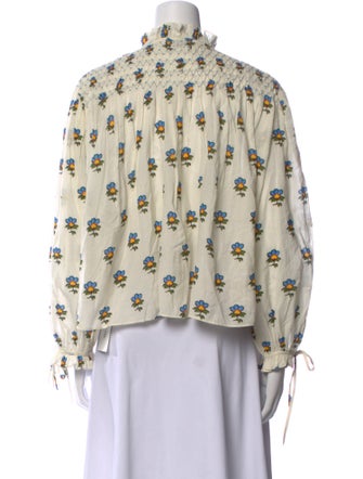 RHODE Floral Print Mock Neck Blouse