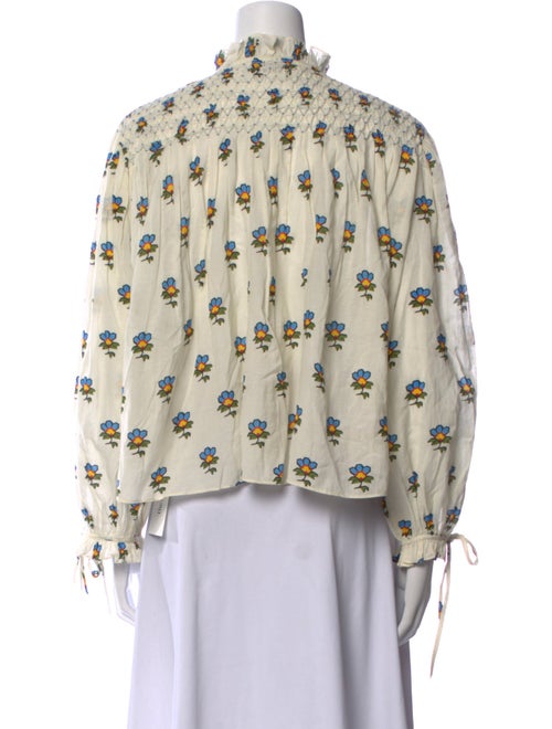 RHODE Floral Print Mock Neck Blouse