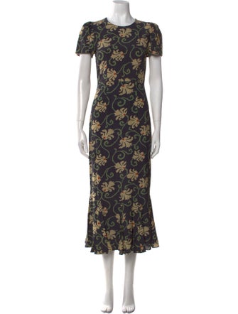RHODE Floral Print Midi Length Dress