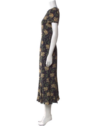 RHODE Floral Print Midi Length Dress