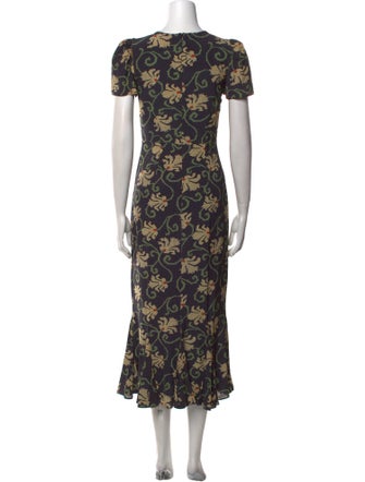 RHODE Floral Print Midi Length Dress