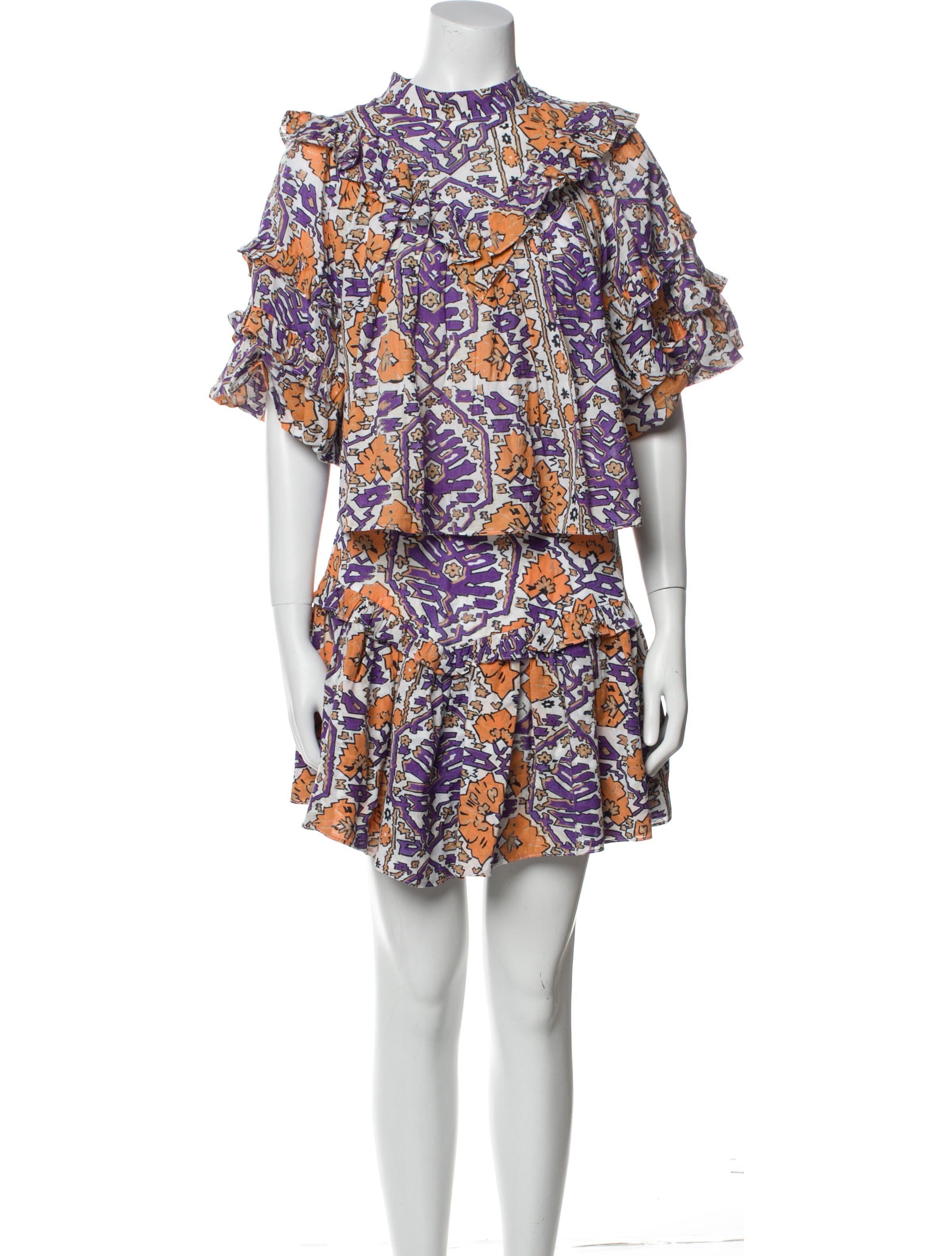 RHODE Printed Ruffle Embellishment Skirt Suit