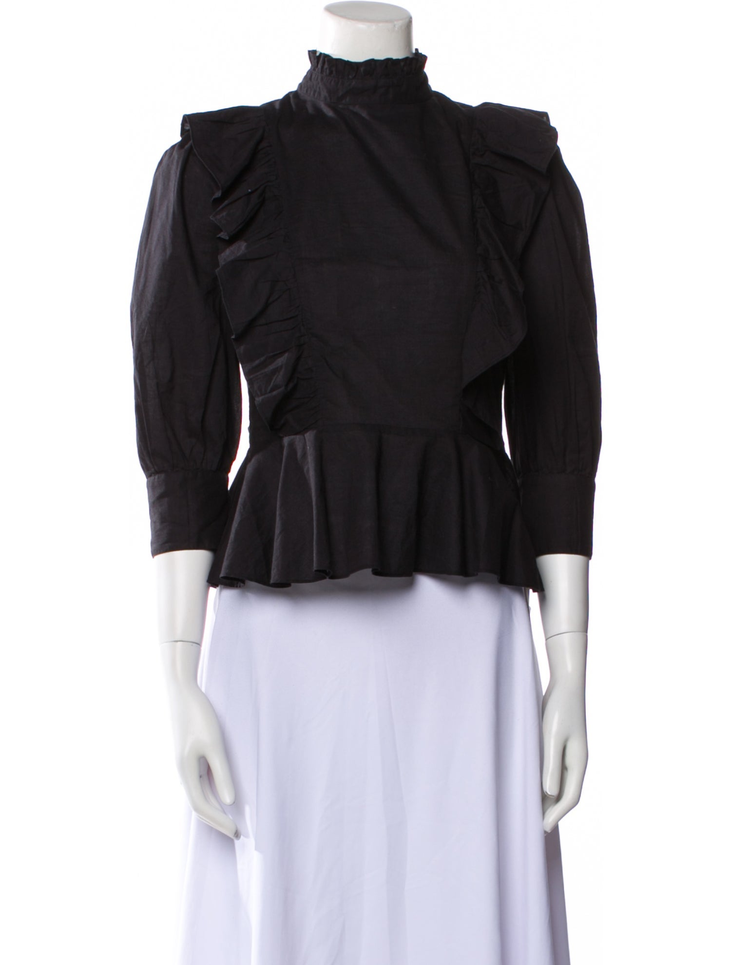 RHODE Mock Neck Three-Quarter Sleeve Crop Top