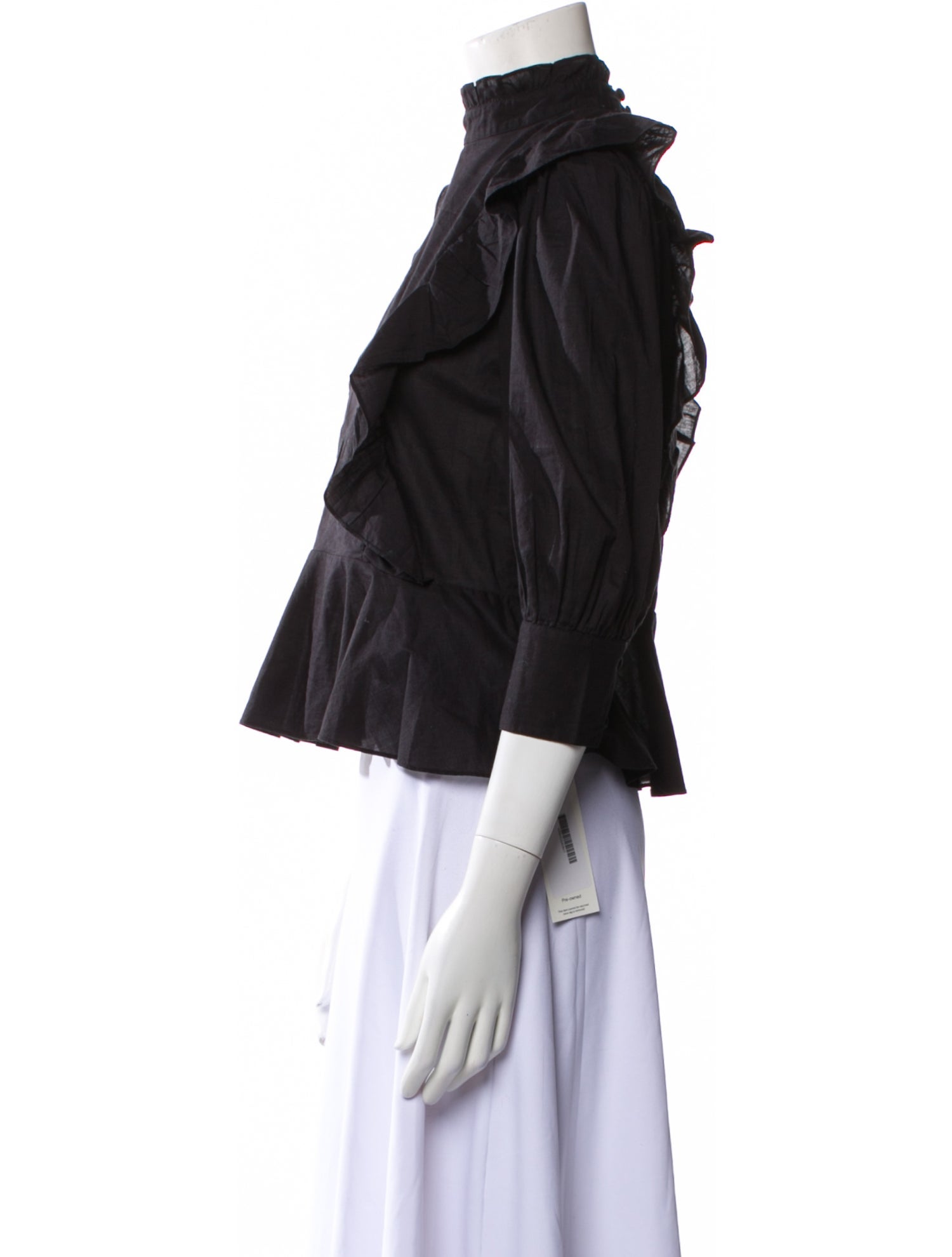 RHODE Mock Neck Three-Quarter Sleeve Crop Top